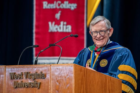 President Gee speaking during Commencement ceremony