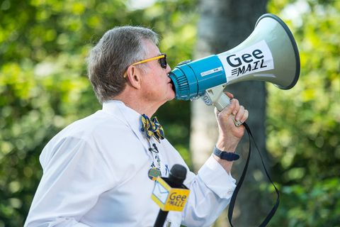 President Gee speaks through megaphone
