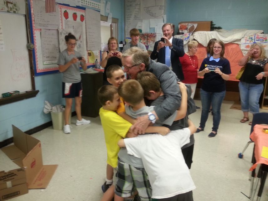 Group hug with Wirt County Energy Express students