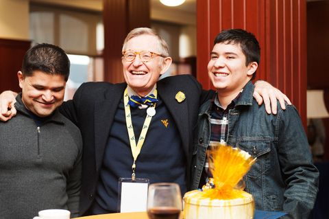 President Gee and students laughing