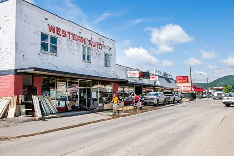 Western Auto and storefronts in downtown Rainelle
