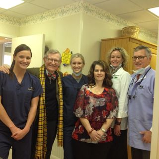 President Gee wtih students, Dr. Mark Kilcollin and other staff members