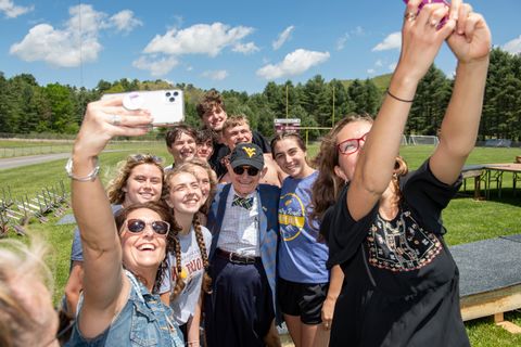 President Gee poses for selfies with PCHS students and staff